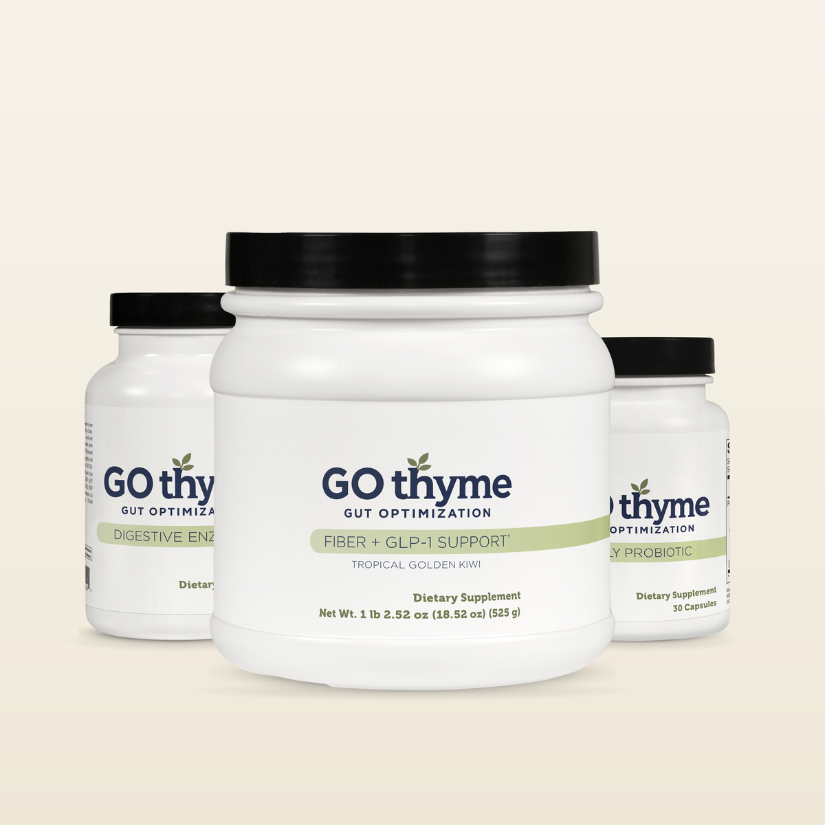 GO thyme Gut Reset stack: Digestive Enzymes, Daily Probiotic and Fiber + GLP-1 Support